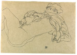 斜倚女性裸体，1914年 作者 埃贡·席勒（Egon Schiele）