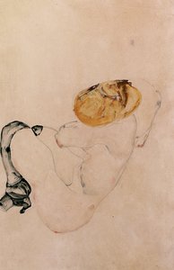 害怕，蹲下的年轻女孩，1912年 作者 埃贡·席勒（Egon Schiele）