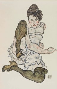 坐着的女人，腿被拉起来，1917年。 作者 埃贡·席勒（Egon Schiele）