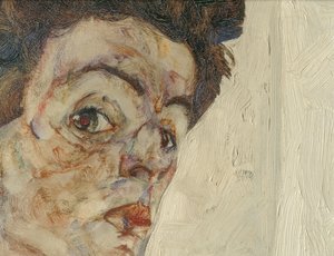 带灯笼果实的自画像...(布面油画和水彩画） 作者 埃贡·席勒（Egon Schiele）