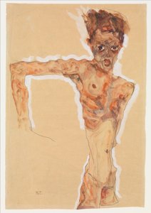 自画像，1911年 作者 埃贡·席勒（Egon Schiele）