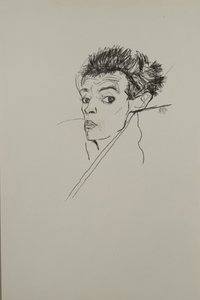 自画像，1913年 作者 埃贡·席勒（Egon Schiele）