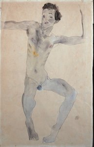 自画像，1911年 作者 埃贡·席勒（Egon Schiele）