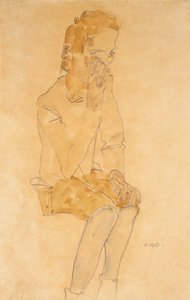 坐着的男孩，1910年 作者 埃贡·席勒（Egon Schiele）