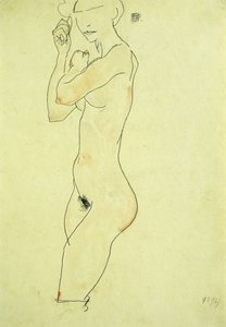 站立裸体；立案，1913年