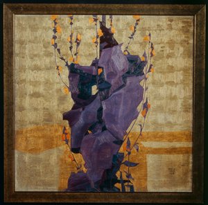装饰背景上的造型花朵......（青铜器） 作者 埃贡·席勒（Egon Schiele）