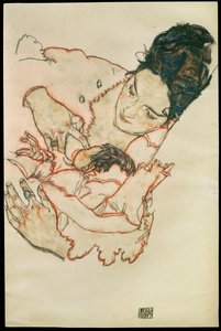 Stillende Mutter - 哺乳期的母亲......（水彩和黑色蜡笔） 作者 埃贡·席勒（Egon Schiele）