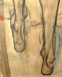 肩披围巾的裸女，残片...(布面油画） 作者 埃贡·席勒（Egon Schiele）