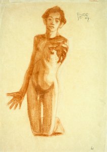 跪着的年轻人，1908年 作者 埃贡·席勒（Egon Schiele）