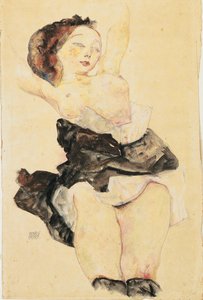 斜倚的少女，半裸，1912年