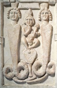Lotus，Coptic（石灰石）上的Harpocrates 作者 埃及人