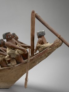 模型陪葬船，来自Beni Hasan，可能是中国，c.2060-1786混合媒体细节107032 作者 埃及人