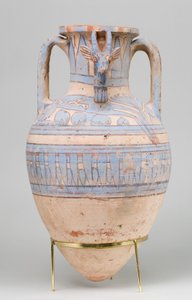 来自Malqata的Blue-Painted Ibex Amphora，c.1390-1353 BC（陶器，白色奶油色，油漆）