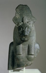 Sakhmet的胸围来自坐着的雕像，无论是从Mut区或阿蒙霍特普三世（花岗闪长岩）的太平间神庙 作者 埃及第十八王朝