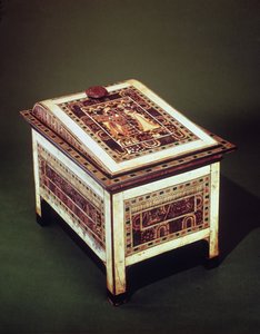 图坦卡蒙墓（约公元前1370-1352年）新王国（木头，青铜，象牙和有色釉料）的保险箱（另请参见220898） 作者 埃及第十八王朝