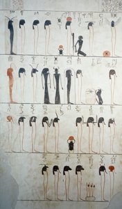 卢克索底比斯国王谷图特摩西三世墓室壁画细节中的 "拉 "的描述（联合国教科文组织世界遗产名录）。 作者 埃及第十八王朝