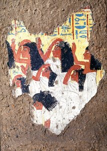 埃及古物：画家玛雅墓壁画，一组哭泣。 第十八王朝。 来自 Maia 教堂，Deir el-Medineh (el Medineh)，新帝国昏暗。 67 厘米都灵，埃及博物馆 作者 埃及第十八王朝