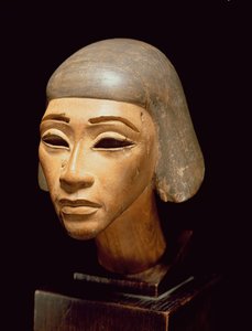 Harpist的头，来自Tell El-Amarna，c.1370-1360 BC（木头）