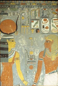 Horemheb和Hathor，来自Horemheb墓（公元前1323-1295）新王国（壁画） 作者 埃及第十八王朝