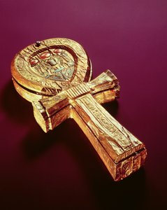 从图坦卡蒙墓（公元前1373-1352）新王国（镀金木）的十字形镜子案例