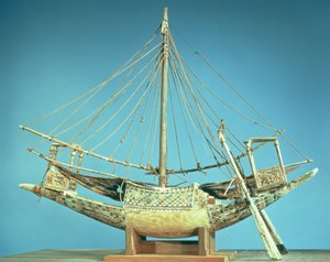 模型的法老之一船，从图坦卡蒙墓（公元前1370-52）新王国（木头）