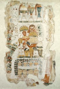 Nebamun接受他儿子的捐赠，来自公元前1350年的Nebamun墓（壁画）