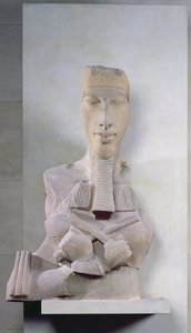 Amenophis IV（Akhenaten）的Osirid支柱来自卡纳克，阿马尔纳时期，新王国，公元前135-3-37（砂岩）