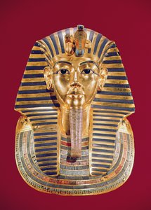图坦卡蒙的丧葬面具（公元前1373-1352）c.1336-1327 BC，新王国（黄金镶嵌半宝石）