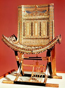 法老王的教会宝座，来自图坦卡蒙墓（公元前1370-52）新王国（镶嵌木头）（另见59232）