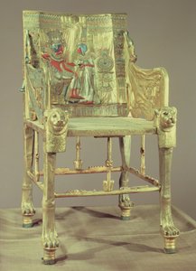 图坦卡蒙的王位（公元前1370-52）新王国（镀有半宝石的镀金木）（见59231）