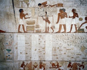 称量金银，底比斯卢克索Sheikh Abd el Qurnah Necropolis Rekhmire墓的壁画细节（联合国教科文组织世界遗产名录 作者 埃及第十八王朝