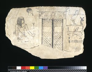 Ostracon，新王国，c.1295-c.1186 BC（彩绘石灰石）