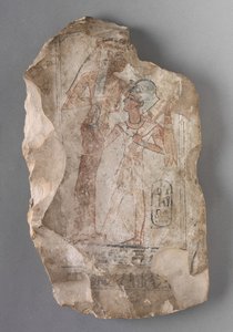 Ostracon：拉美西斯二世被女神吮吸，约公元前1279-1213年 作者 埃及第19王朝