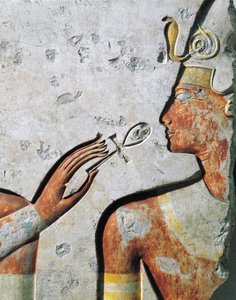 拉美西斯二世在开口仪式上，浮雕，出自法老在阿比多斯建造的小神庙 作者 埃及第19王朝