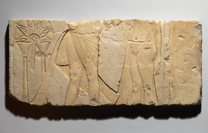 描述提供场景的救济，来自新王国的Tell el-Amarna，公元前135-3-1336（石灰石） 作者 埃及第19王朝
