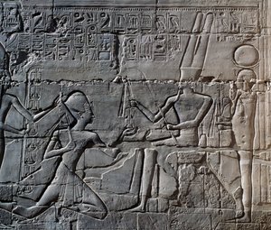 塞提一世在叙利亚和巴勒斯坦的战役、浮雕、大柱式大厅北外墙、卡纳克神庙建筑群（联合国教科文组织世界遗产名录） 作者 埃及第19王朝