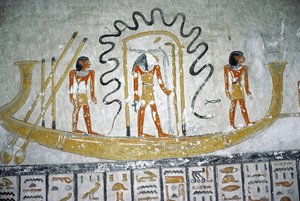 来自新王国拉美西斯六世（公元前1145-1137）（壁画）的夜船
