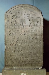 Stela纪念Apm公牛在Ahmose II（Amasis）统治期间从萨卡拉的Serapeum，公元前547年晚期（石灰岩）埋葬