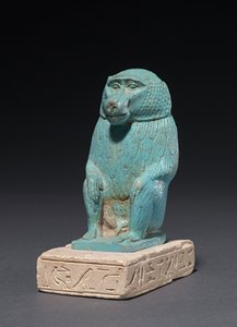 狒狒在公元前380-30年的石灰石基地上