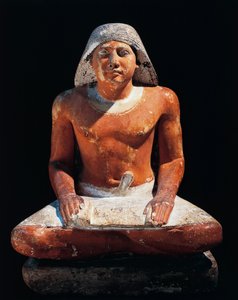 古埃及：古代帝国第五王朝萨卡拉 (Sakkara) 墓地的一位文士坐像（石灰石） 作者 埃及第五王朝