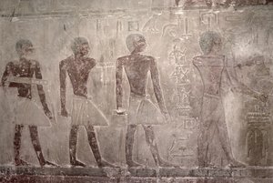来自古代王国Mastaba教堂南墙的工匠（壁画）