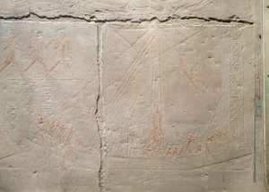 描绘乘船旅程的救济，从旧王国Akhethotep的Mastaba，公元前240年（画石灰石）