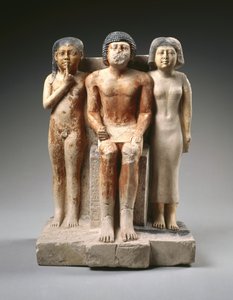 尼卡拉及其家人的雕像，旧王国第五王朝晚期，约公元前2455-2350年（彩绘石灰岩 作者 埃及第五王朝