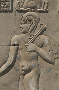 埃及，利比亚沙漠，Al-Dakhilah（Dakhla）绿洲，Dayr al-Haggar，埃及神庙的浮雕 作者 埃及人埃及人