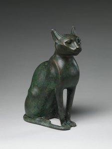 拟装一只木乃伊的猫雕像，公元前332-30年（铅青铜）。 作者 埃及托勒密时期