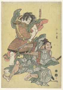 朝比奈三郎与曾我五郎的战斗 作者 村田希右卫门