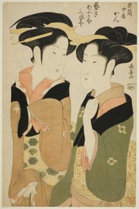 Izutsuya 的女招待 Kan 和 Ogiya 的艺妓 Fuseya