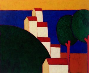 在普罗旺斯阿尔卑斯山，1999年（纸上丙烯酸） 作者 Eithne当代艺术家多恩