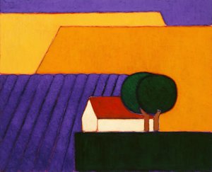 薰衣草田，普罗旺斯，2004年（纸上丙烯酸）