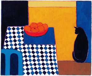 与鲍里斯的静物，2002年（纸上的丙烯酸） 作者 Eithne当代艺术家多恩